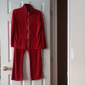 A very red & sparkly lounge suit sz S